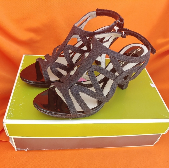 Party Ready 🥳 Naturalizer Danya Black Glitter Platform Sandals Chunky Heel 7.5 - Picture 9 of 9
